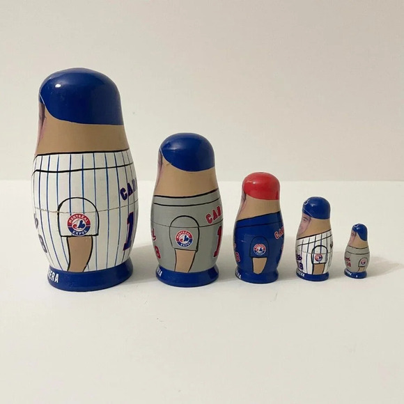 Babooshkah Nesting Doll Montreal Expos  Orlando Cabrera 5 Piece Set Flaws - Picture 2 of 16